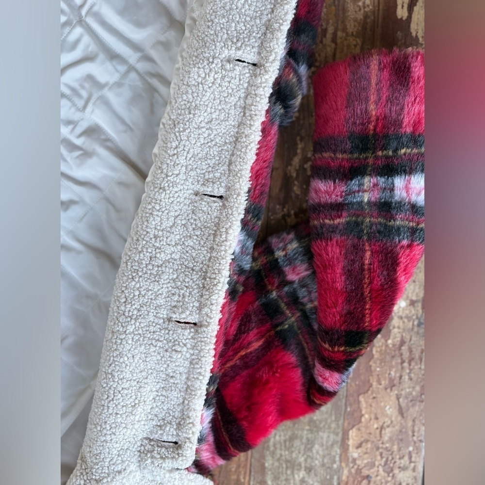 NWOT Anthropologie Sanctuary Sierra Plaid Faux Fur Sherpa Lined Teddy Jacket | S - Picture 11 of 12